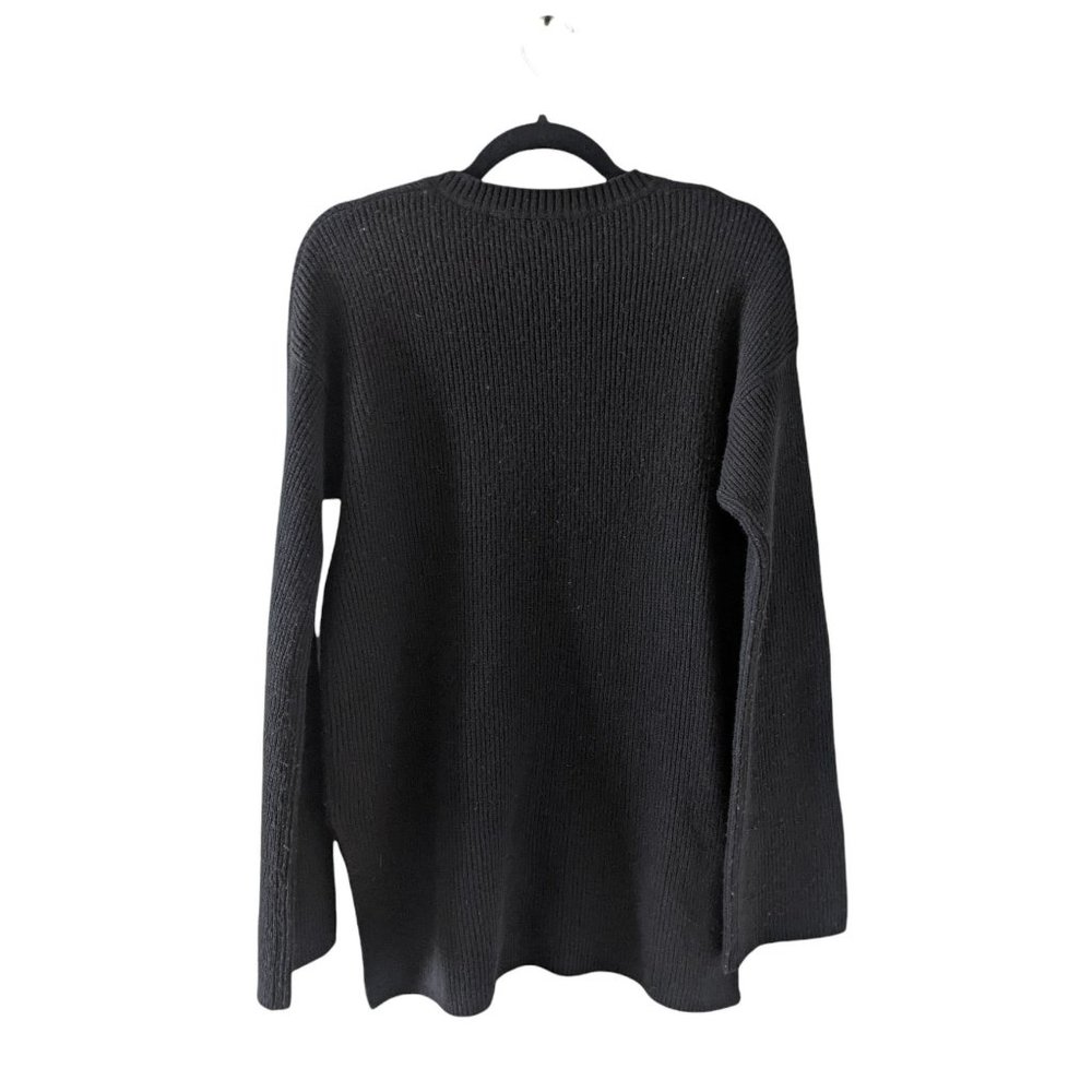 Athleta Bell Sleeve Wool Cashmere Knit Sweater M Crew Neck Pullover Black - Picture 6 of 10